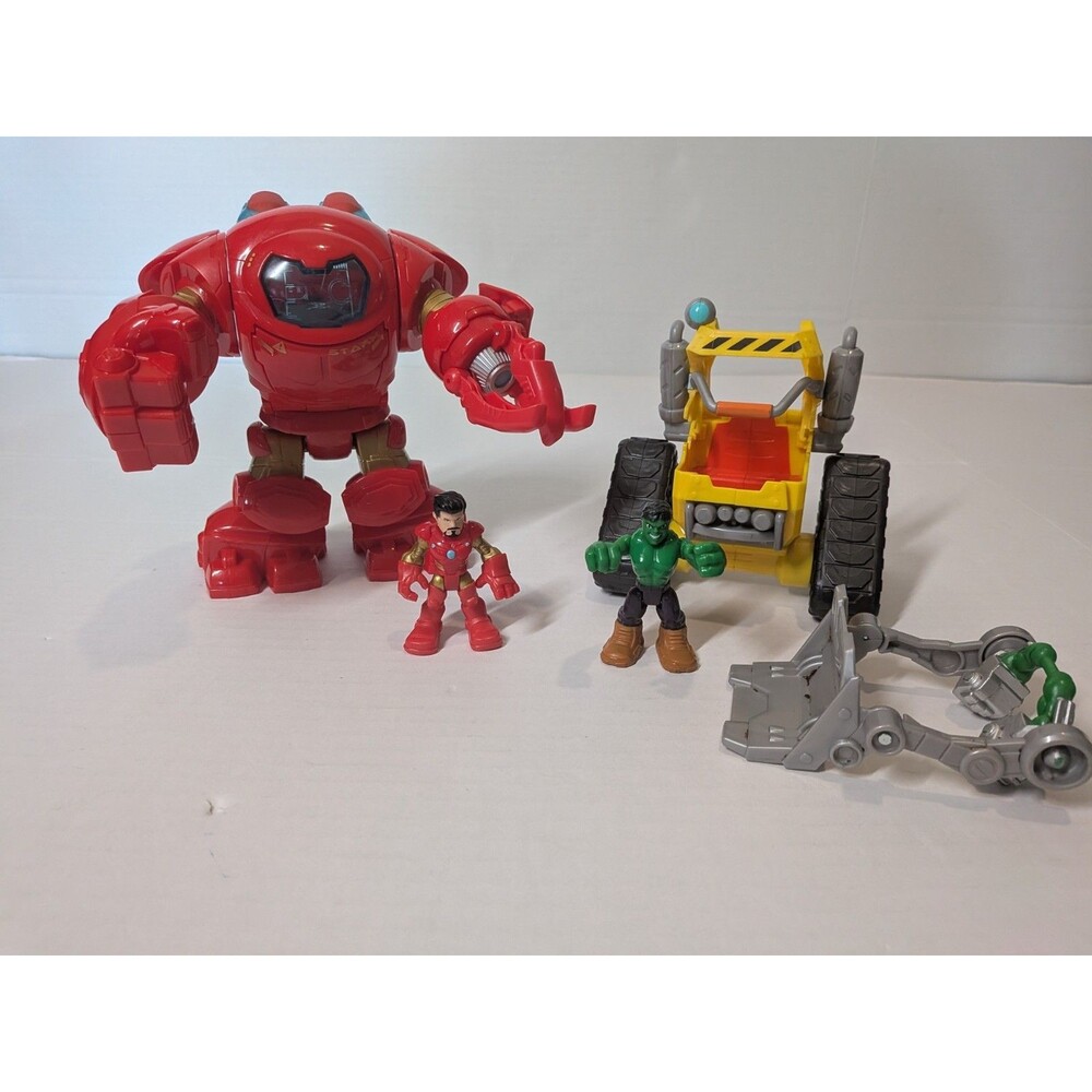 Playskool Marvel Super Hero Adventures Stark Tech Armor & Hulk Power Dozer